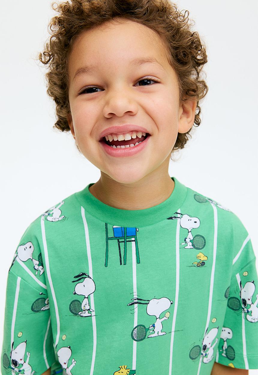 H&M - 2-piece printed set - green snoopy