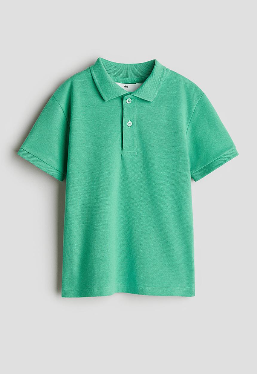 H&M - Cotton piqué polo shirt - green