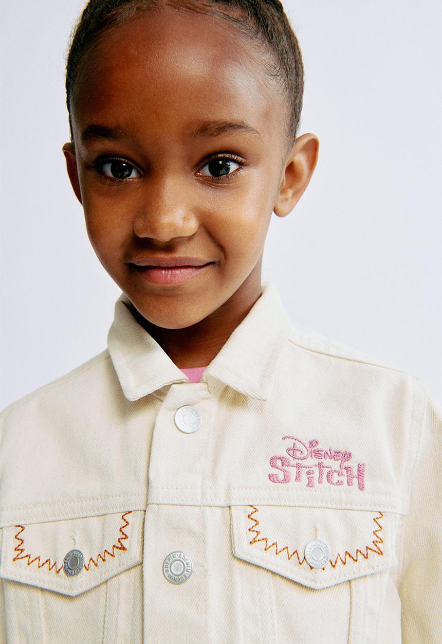 H&M - Printed denim jacket - white & lilo & stitch