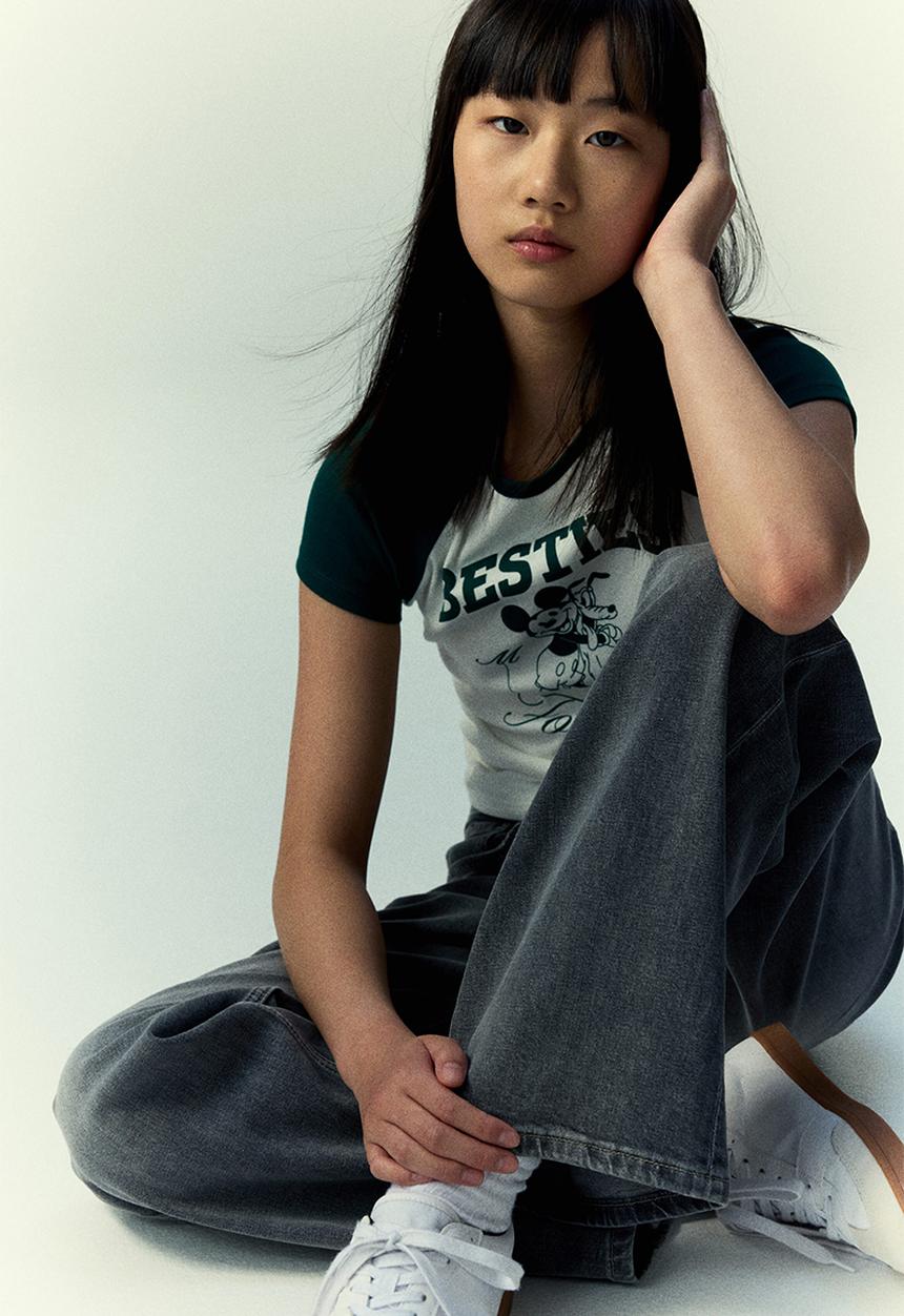 H&M - Print-motif cotton top - white/mickey mouse