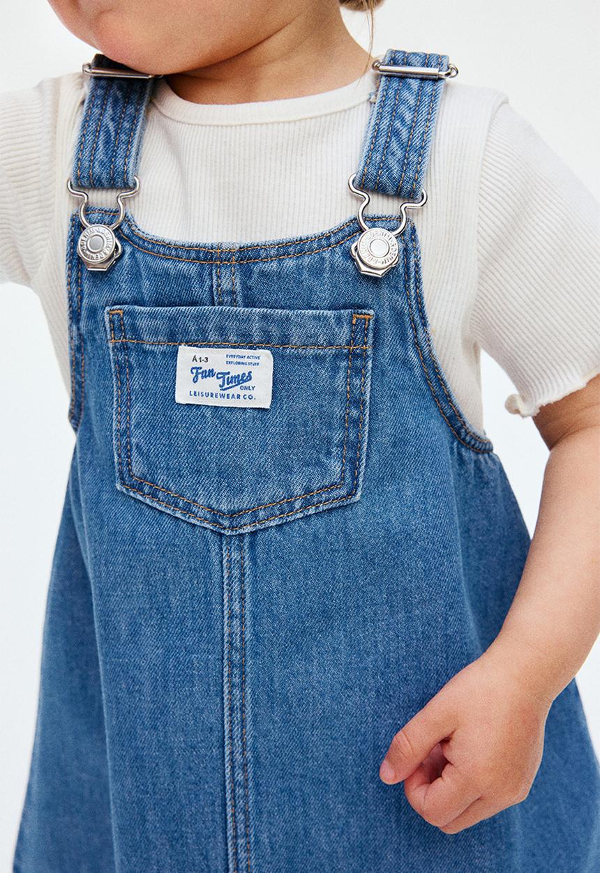 H&M - 2-Piece dungaree dress and top set - denim blue/white