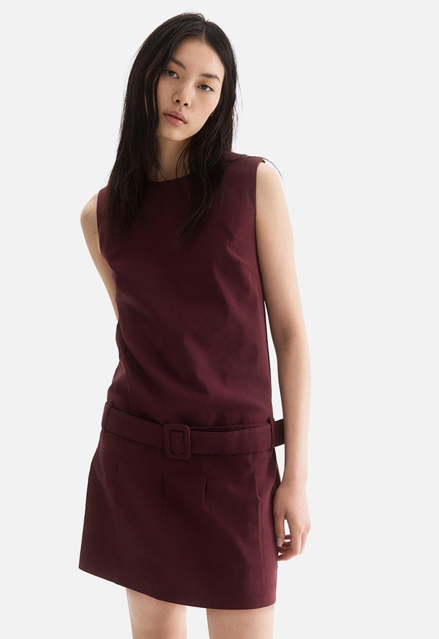 H&M - Belted shift dress - burgundy