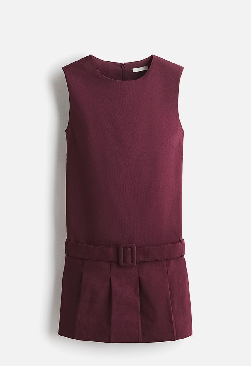 H&M - Belted shift dress - burgundy