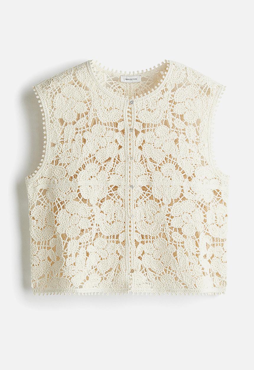 H&M - Crochet-look gilet - cream