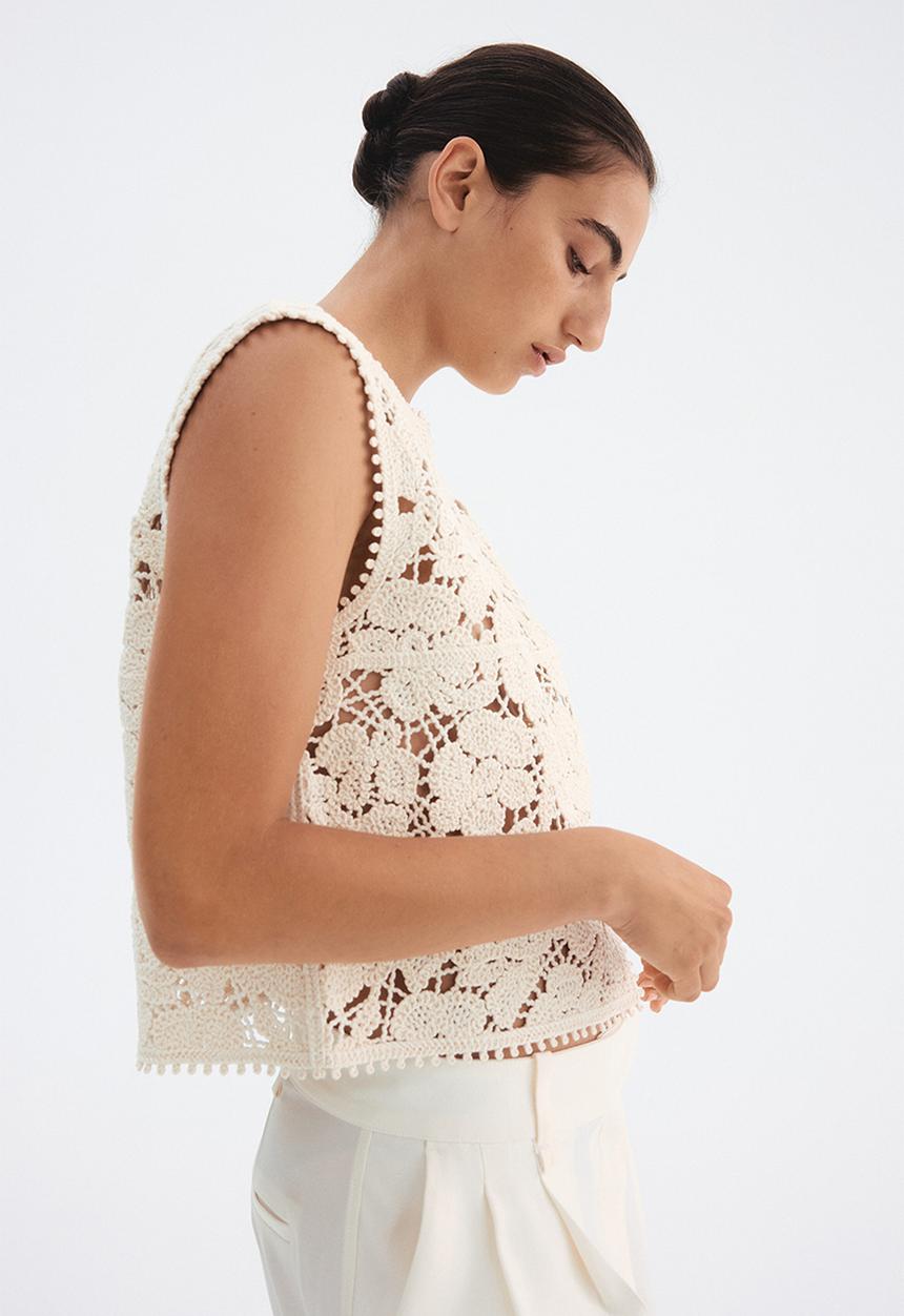 H&M - Crochet-look gilet - cream