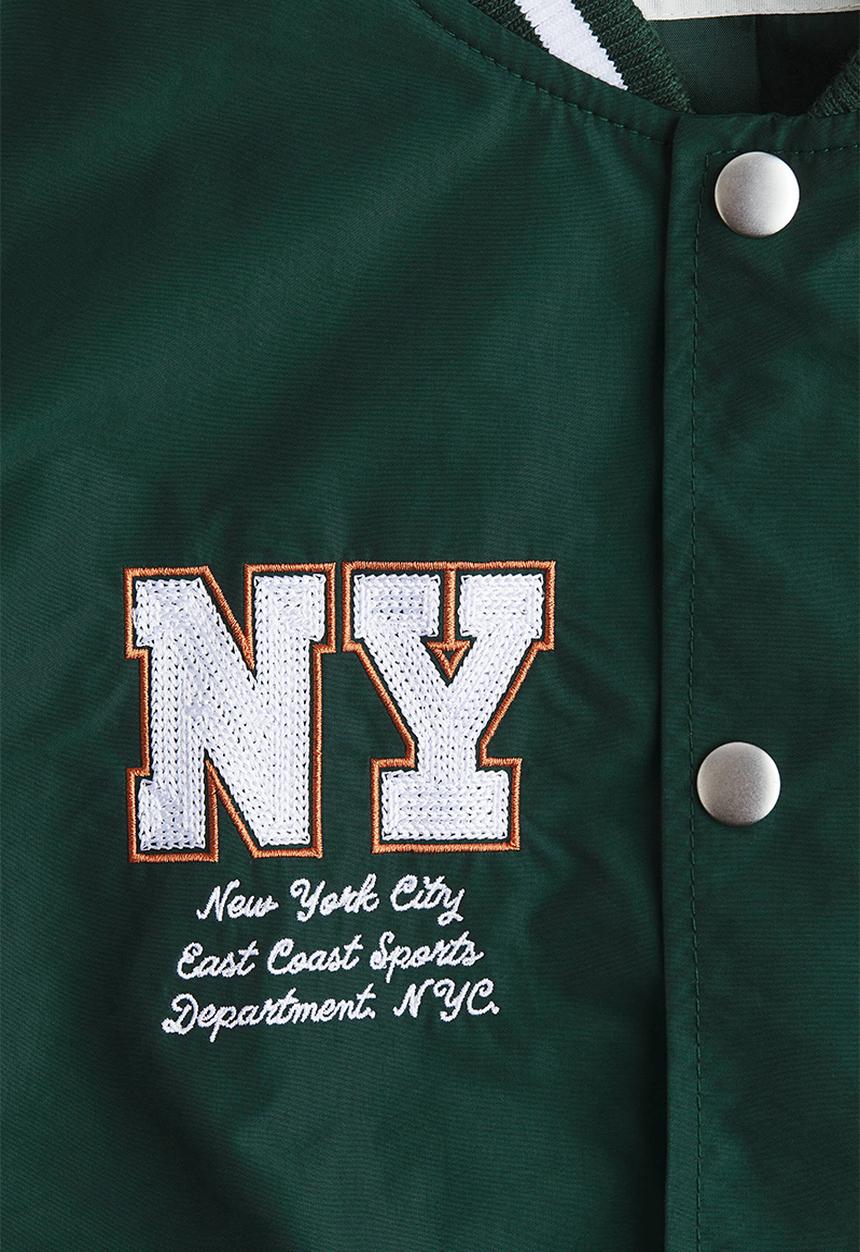 H&M - Motif-detail baseball jacket - dark green/new york -