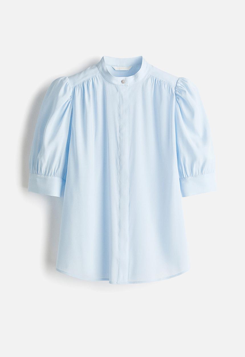 H&M - Puff-sleeved blouse - light blue
