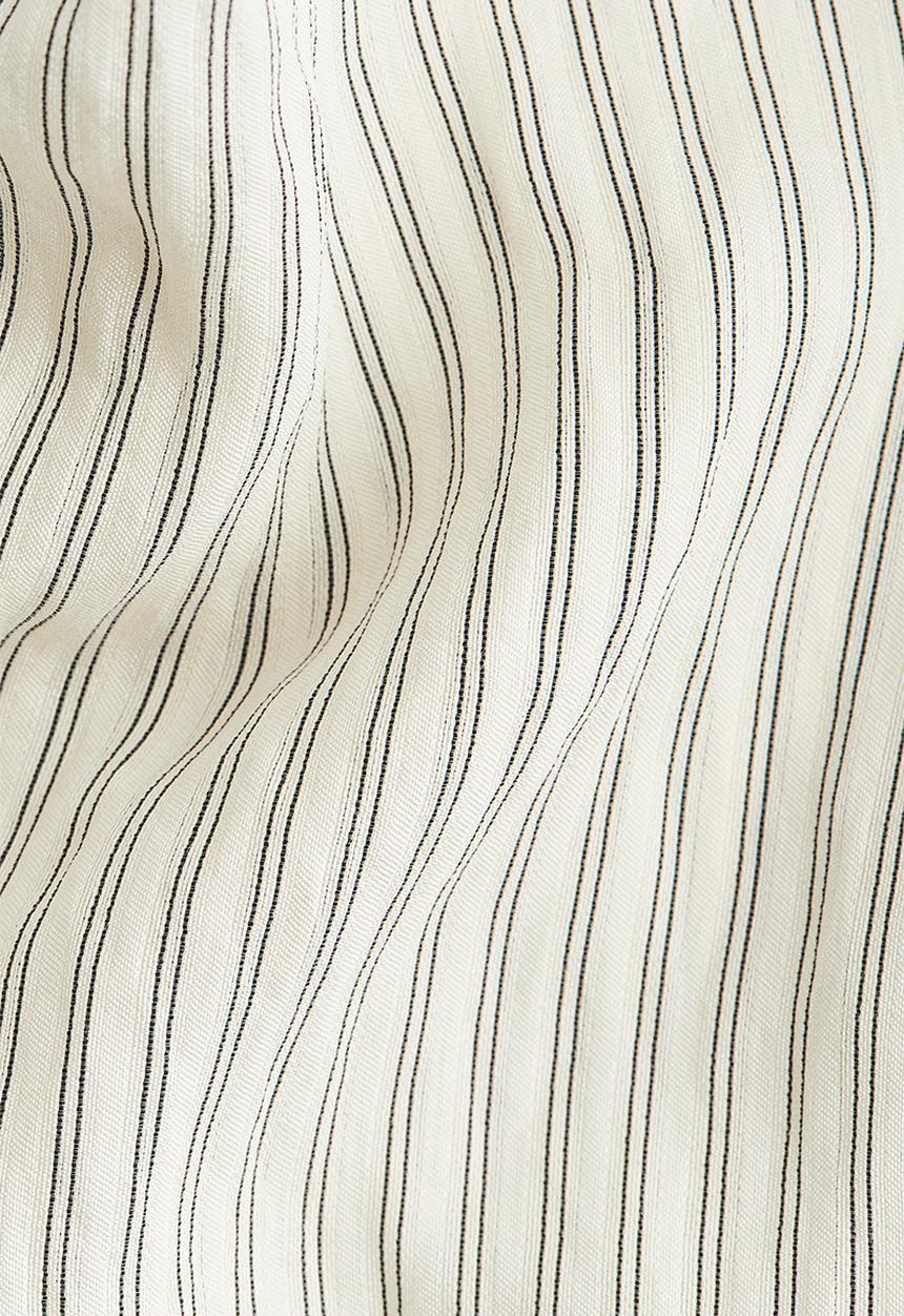 H&M - Puff-sleeved blouse - cream striped