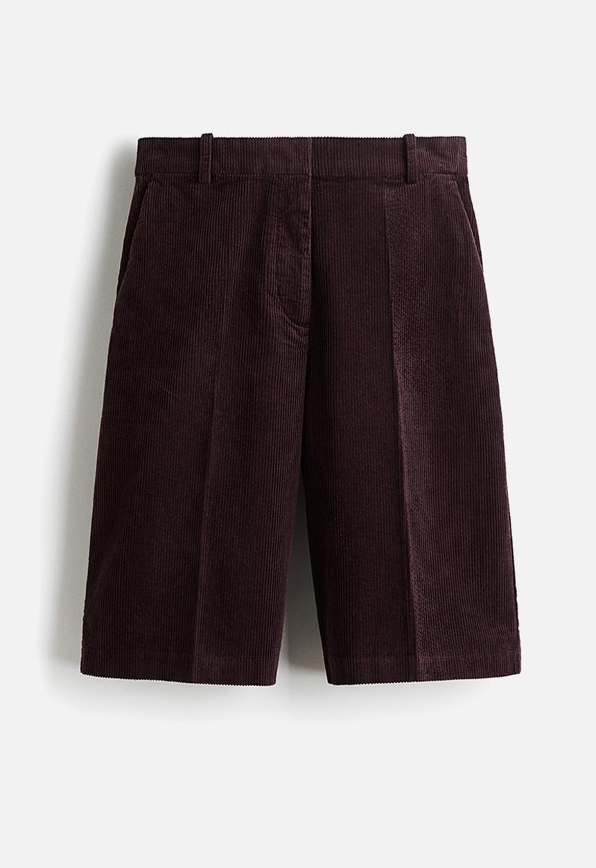 H&M - Corduroy bermuda shorts - burgundy