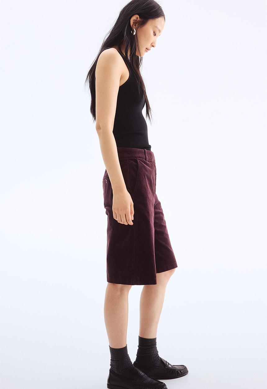 H&M - Corduroy bermuda shorts - burgundy