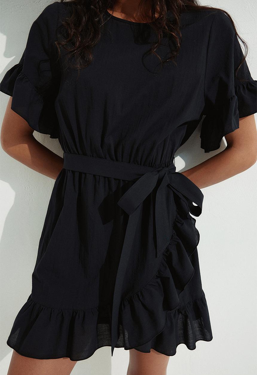 H&M - Frill-trimmed dress - black