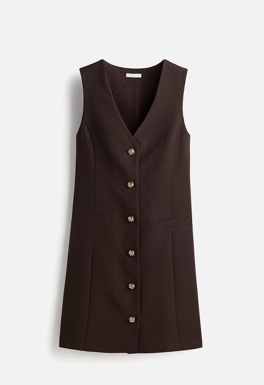H&M - Button-front dress - dark brown