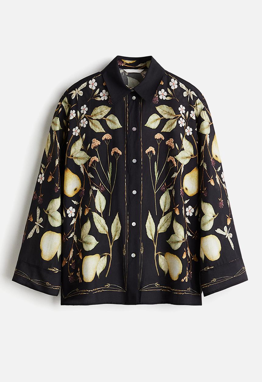 H&M - Oversized shirt - black patterned