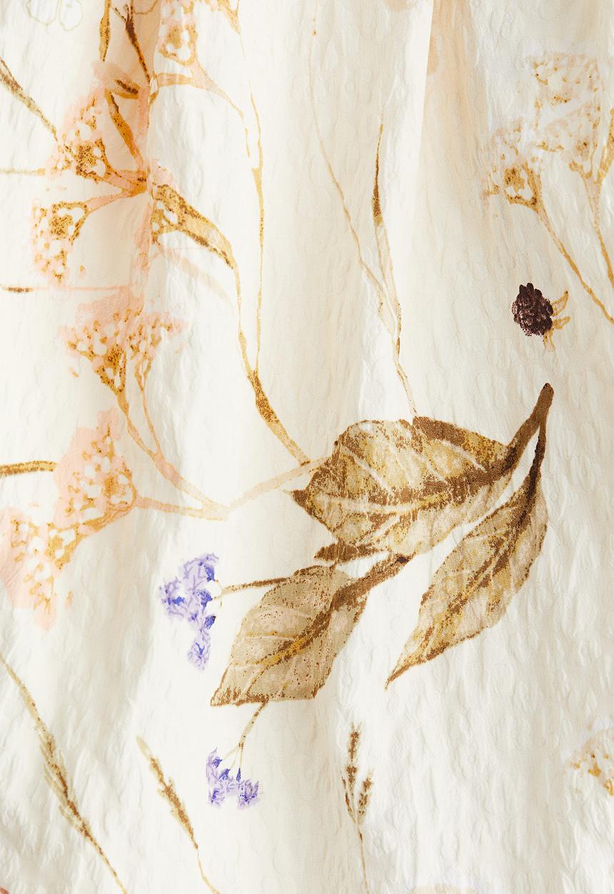 H&M - Flared-skirt dress - light beige floral