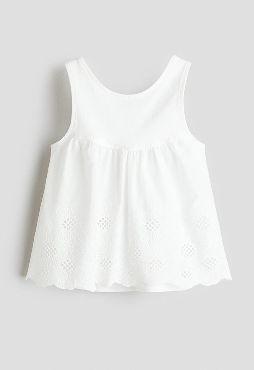 H&M - Broderie anglaise cotton top - white