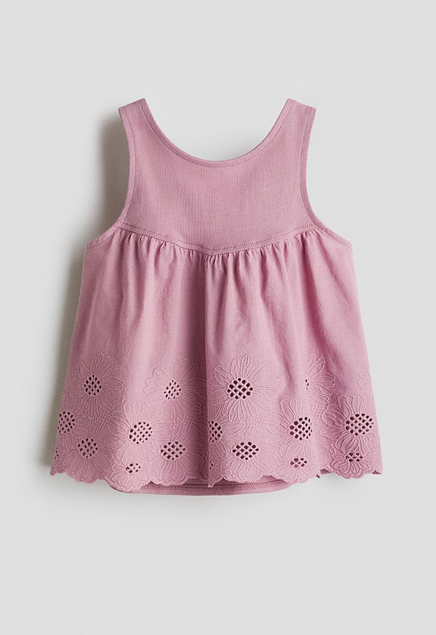H&M - Broderie anglaise cotton top - pink