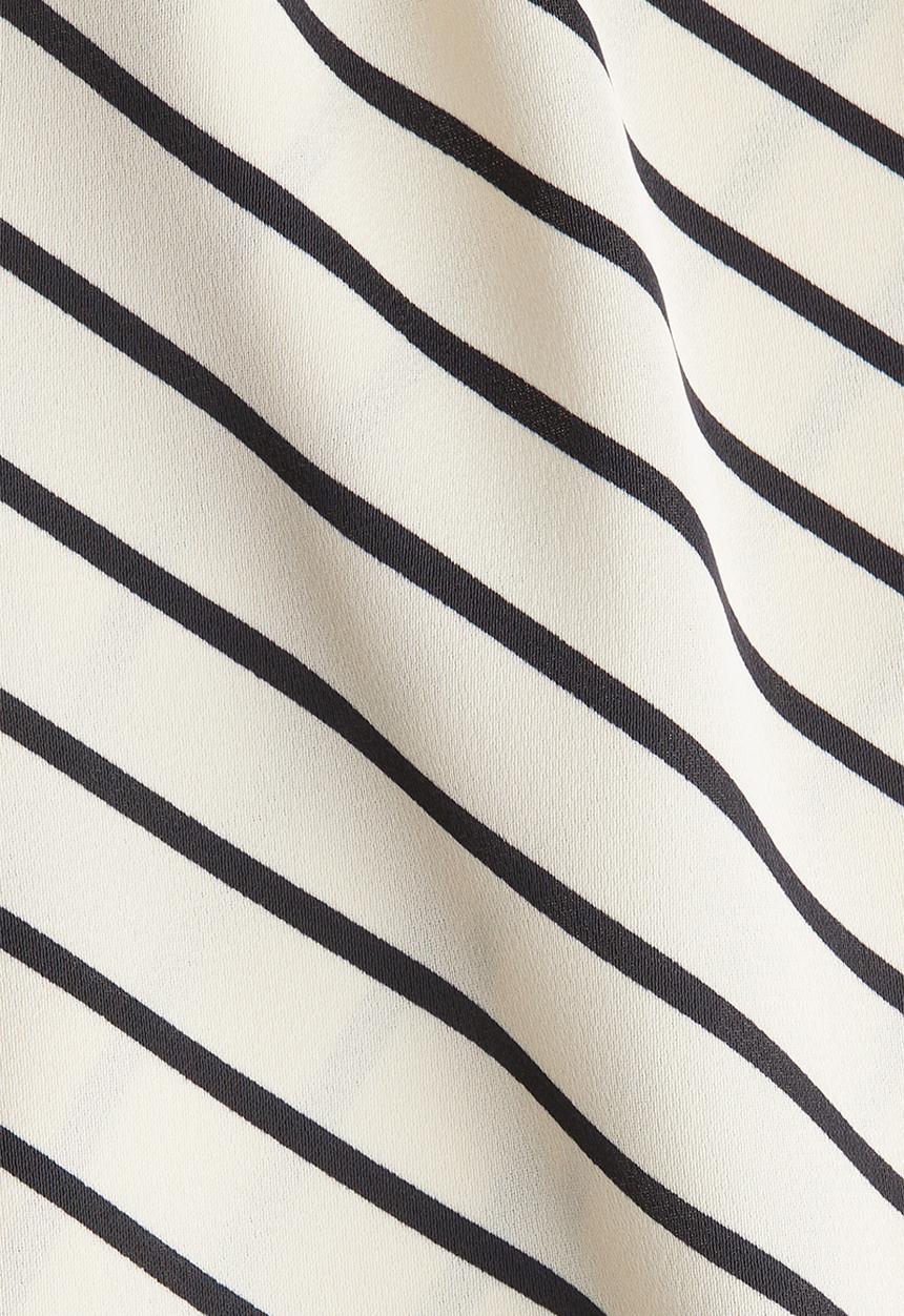 H&M - Cap-sleeved satin blouse - cream striped