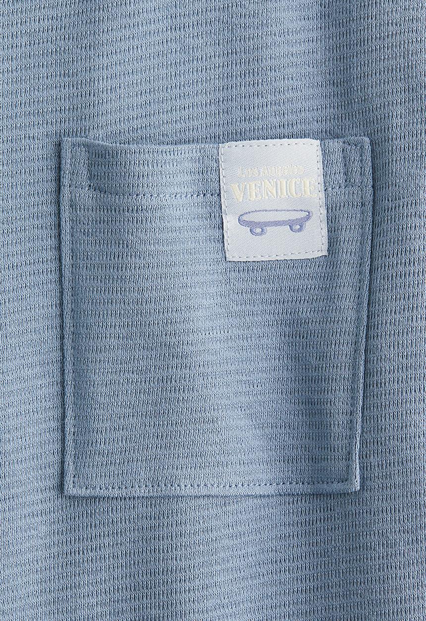 H&M - Jacquard-jersey cotton t-shirt - dusty blue/skateboard