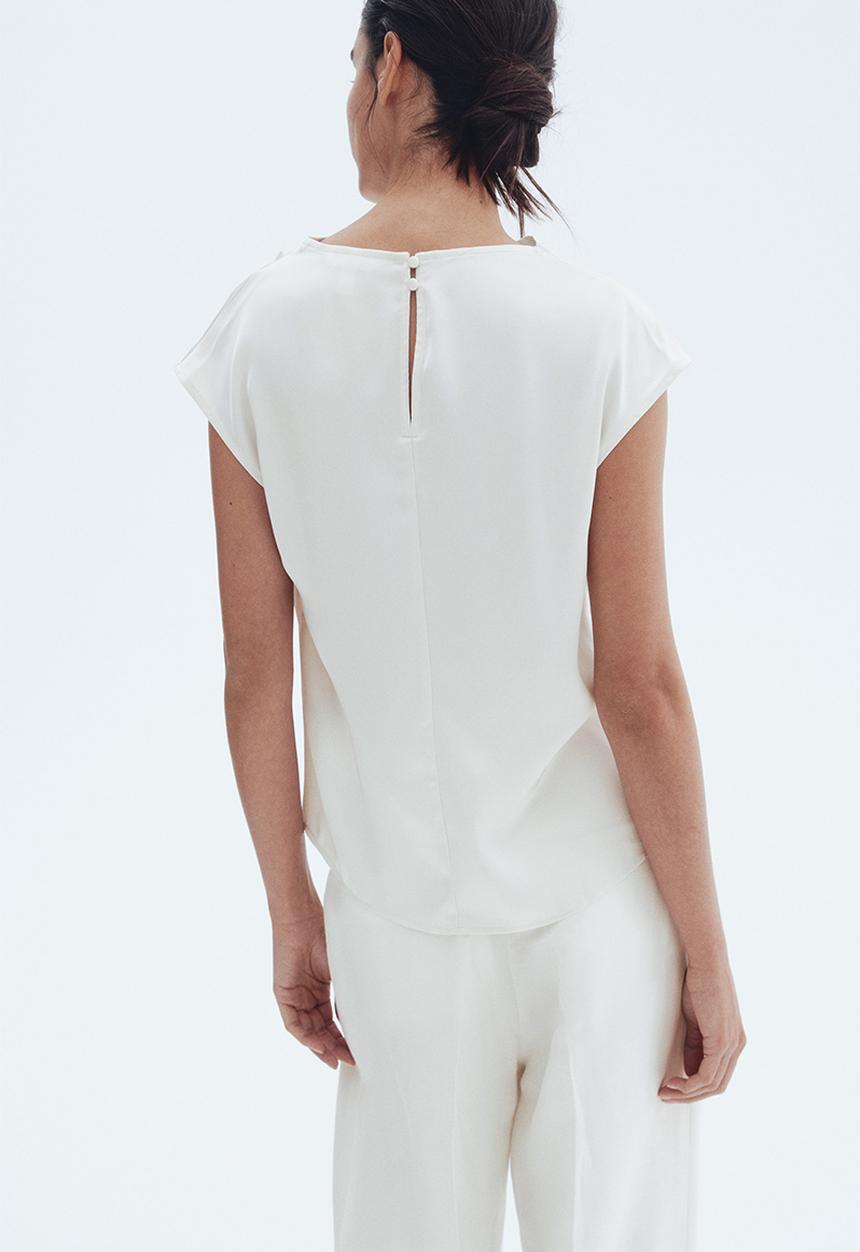 H&M - Cap-sleeved satin blouse - white