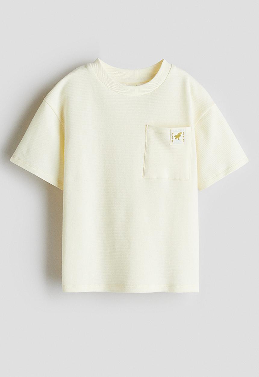 H&M - Jacquard-jersey cotton T-shirt - light yellow/dinosaur 