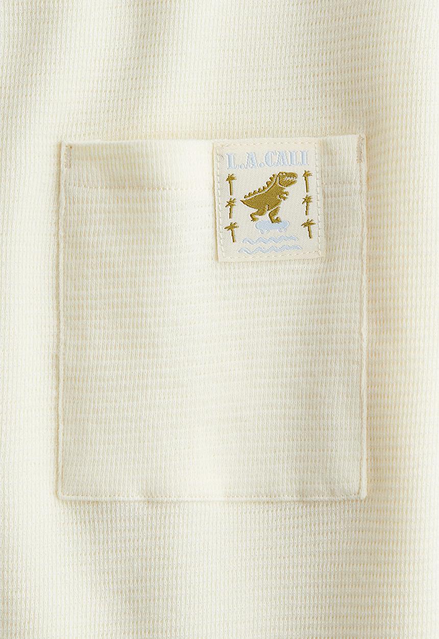 H&M - Jacquard-jersey cotton T-shirt - light yellow/dinosaur 
