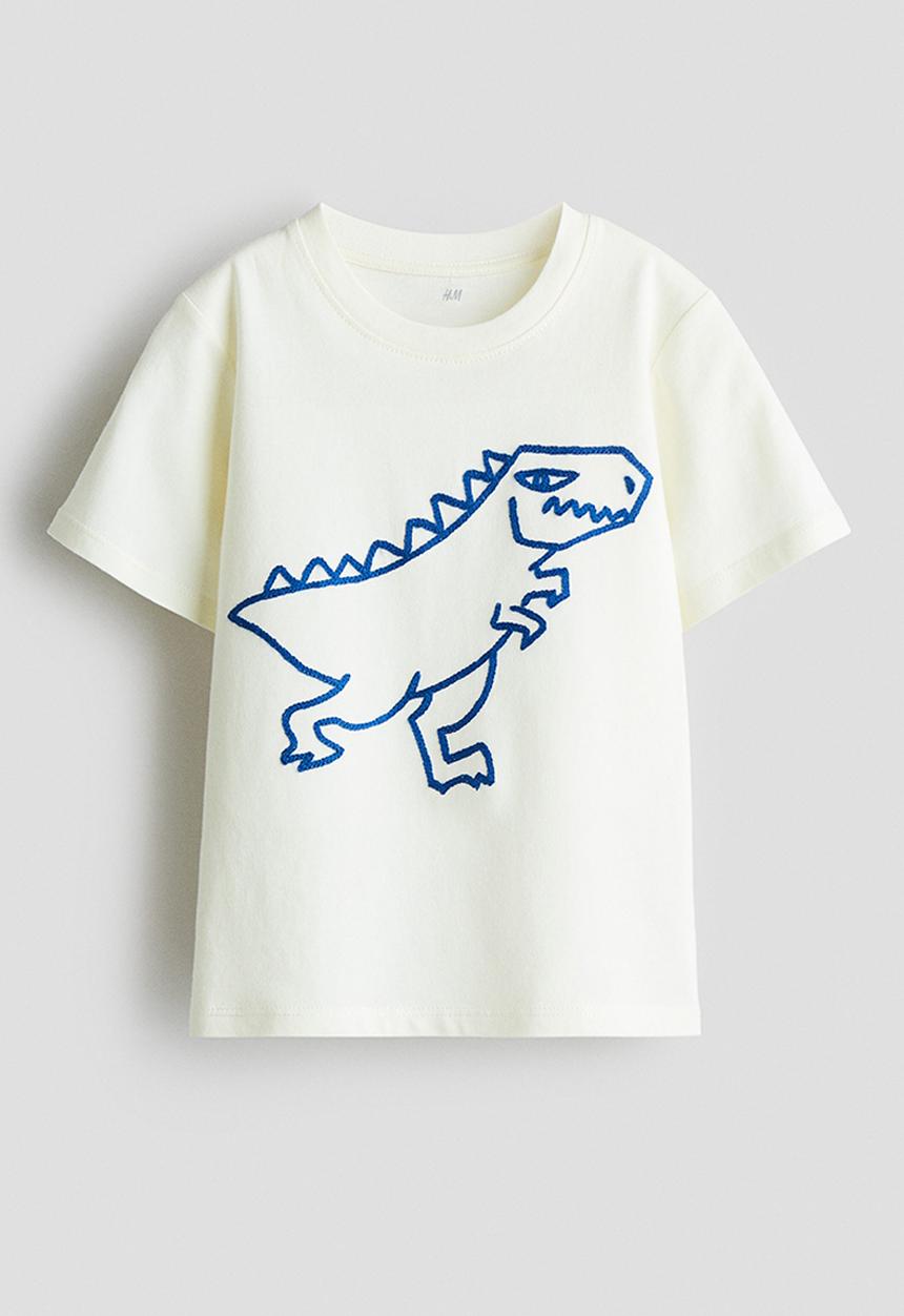 H&M - Embroidery-motif cotton t-shirt - white,multi