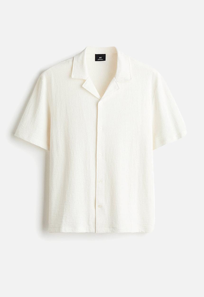 H&M - Regular fit jersey resort shirt - white