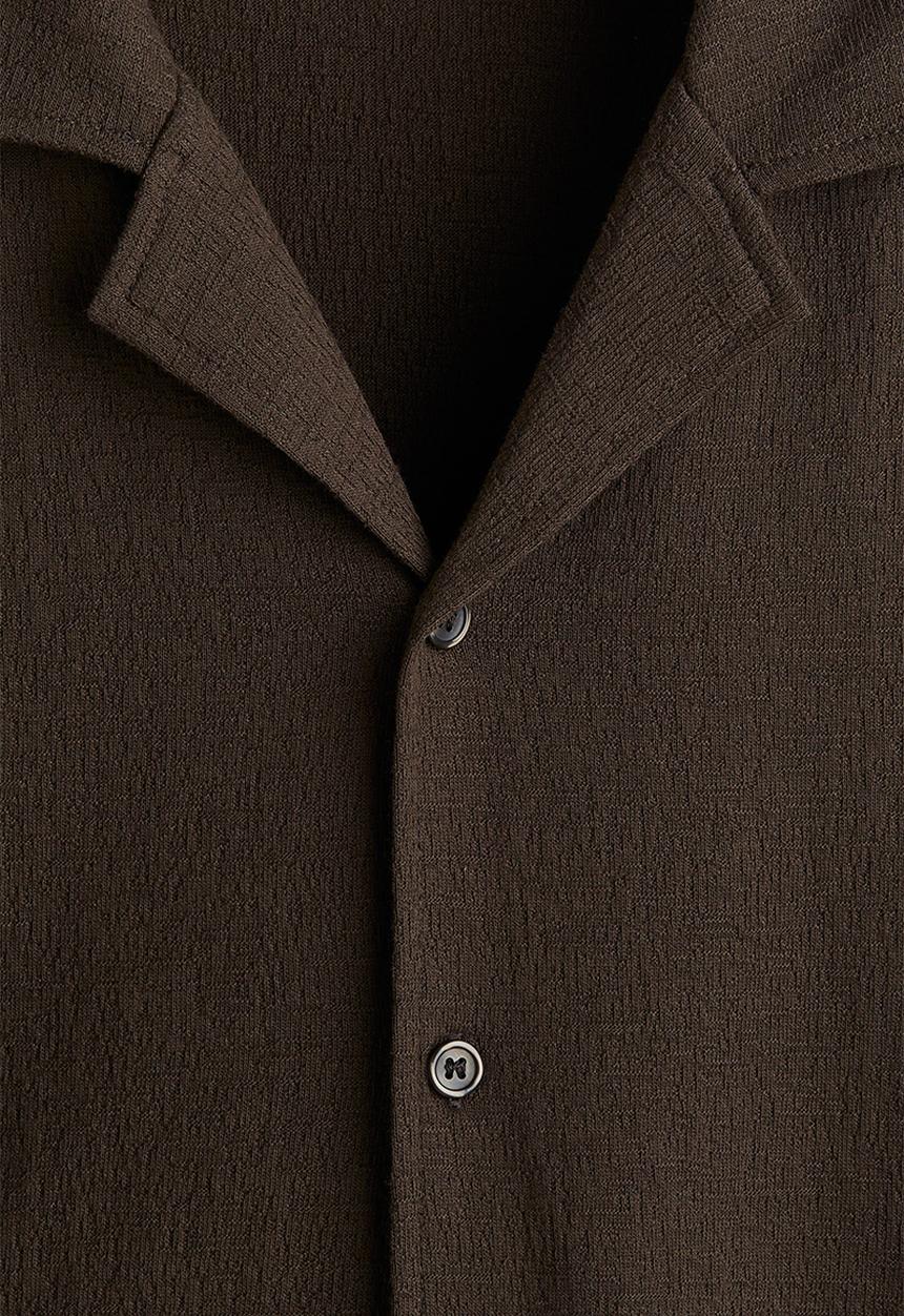 H&M - Regular fit jersey resort shirt - dark khaki green 