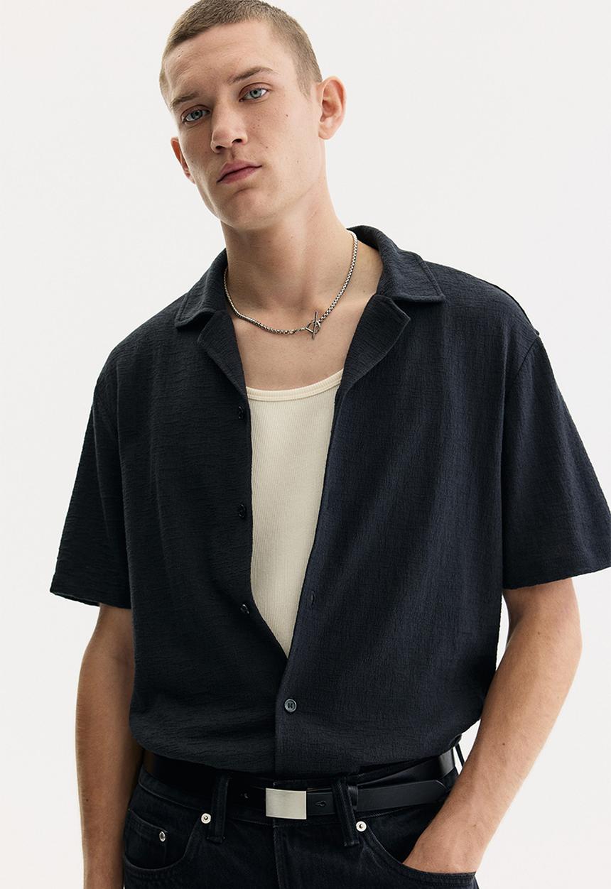 H&M - Regular fit jersey resort shirt - black