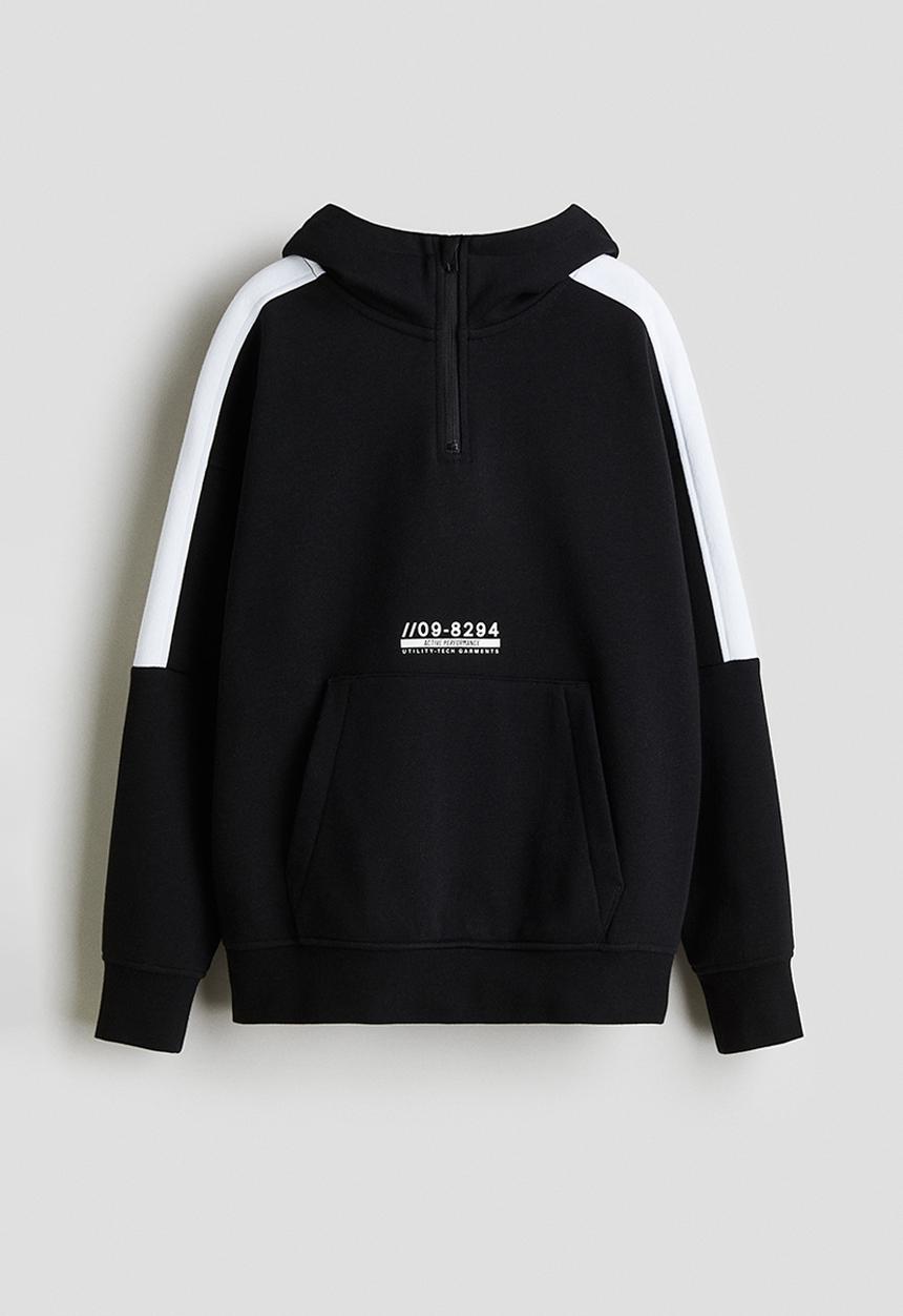 H&M - Brushed-inside zip-top hoodie - black
