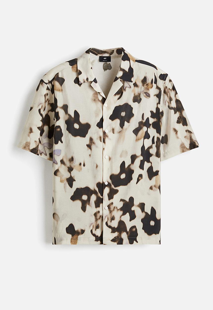 H&M - Regular fit patterned resort shirt - light beige