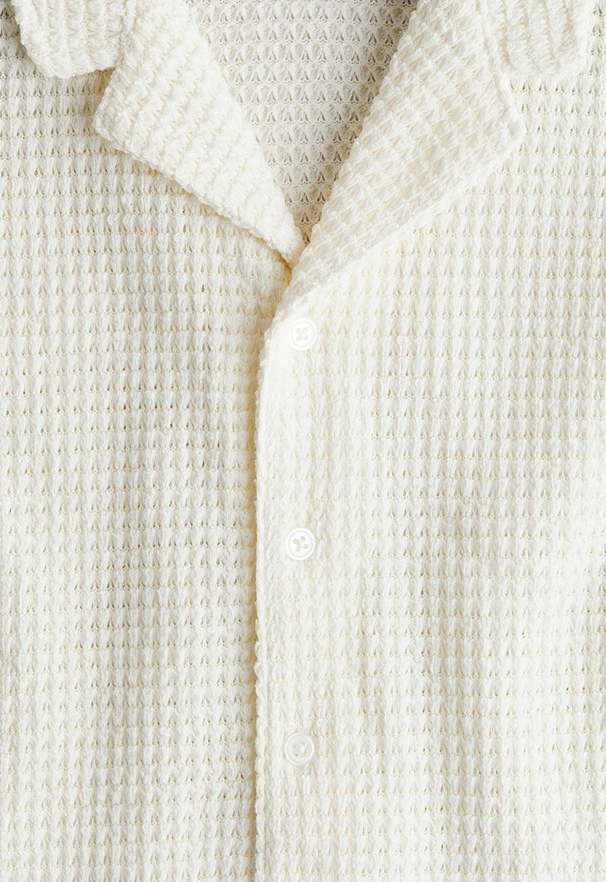 H&M - Textured-knit resort shirt - white