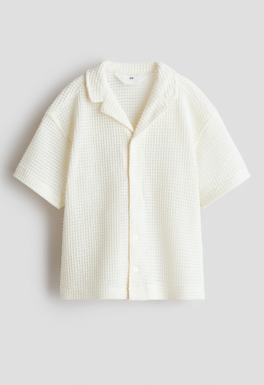 H&M - Textured-knit resort shirt - white