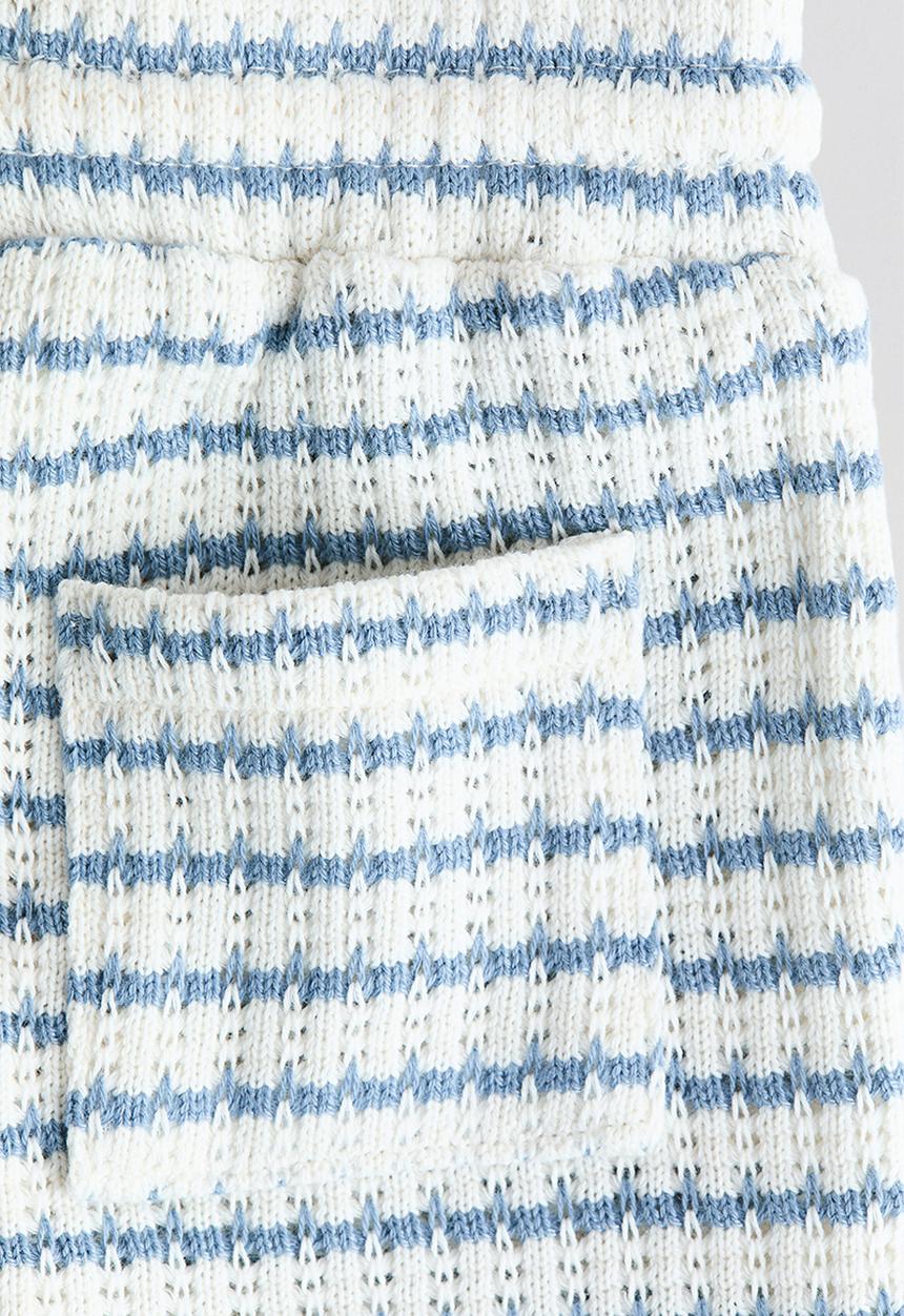 H&M - 2-piece textured-knit set - white/blue striped 