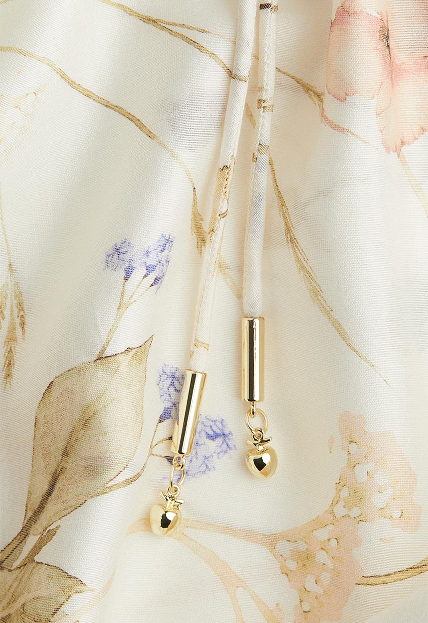 H&M - Oversized tie-belt dress - white floral 