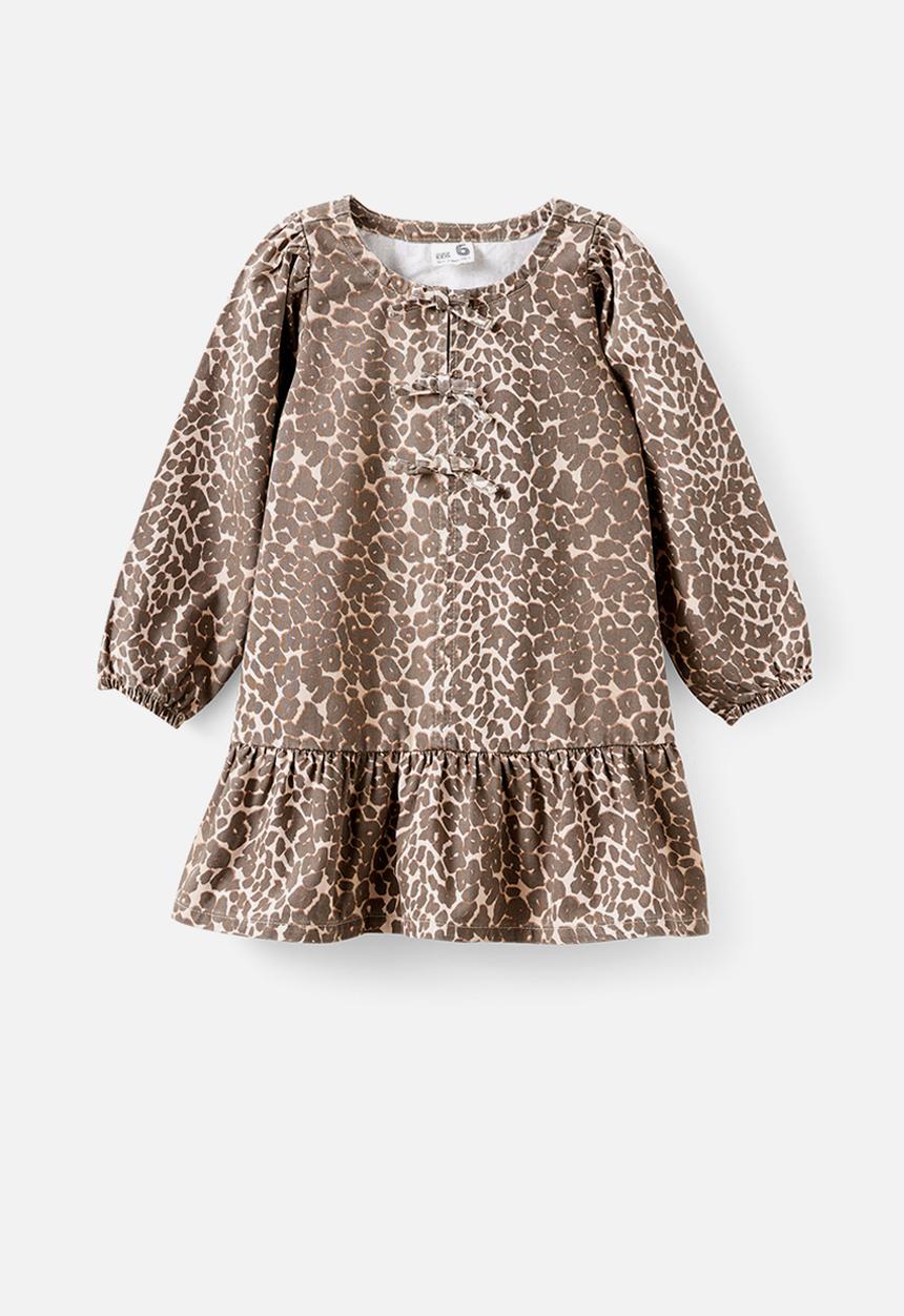 Cotton On - Betty bow front denim dress - summer leopard