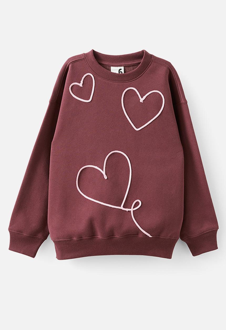 Cotton On - Sammy oversized crew - bordeaux/heart