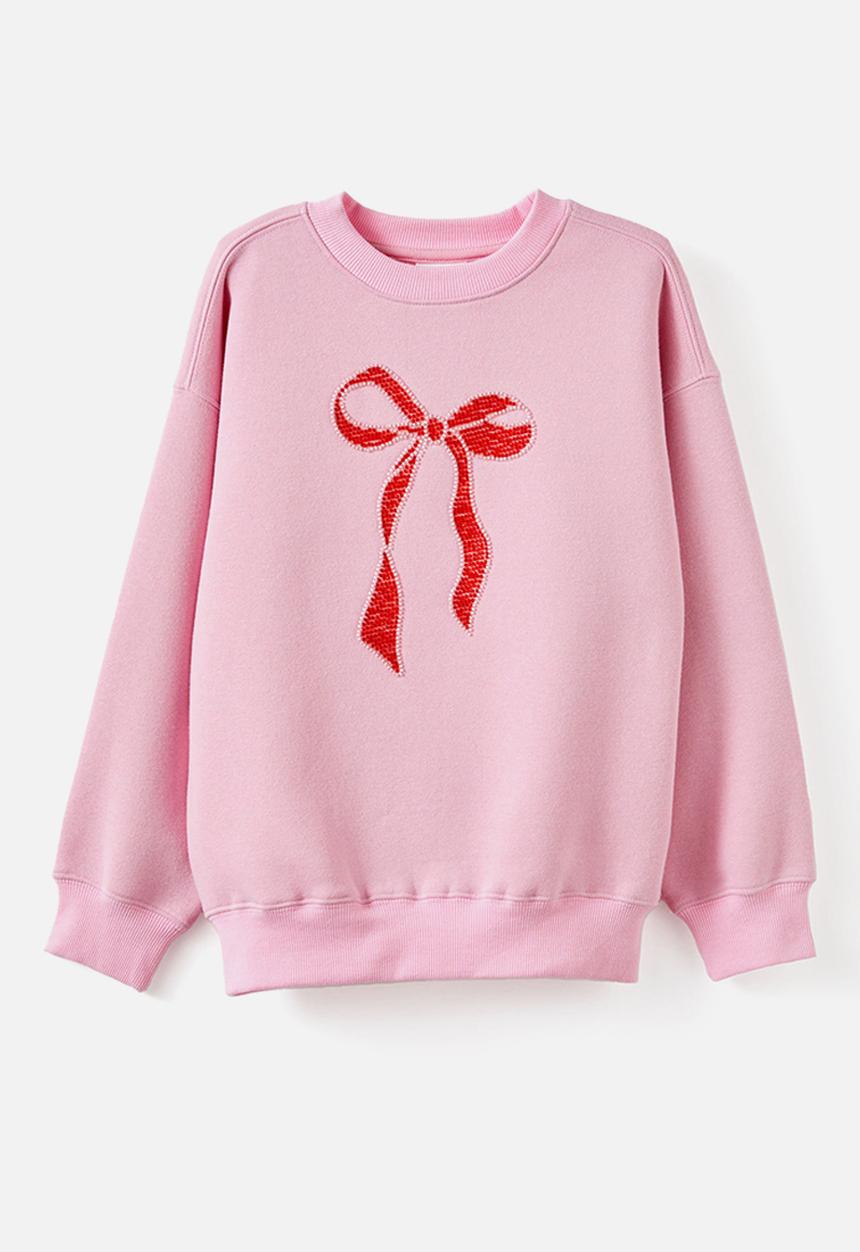 Cotton On - Sammy oversized crew - marshmallow/bow beads