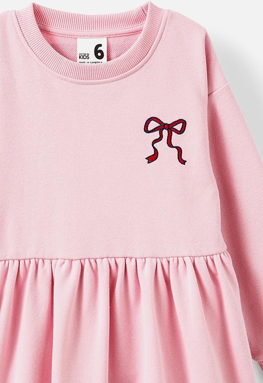 Cotton On - Sammy long sleeve dress - marshmallow/bow