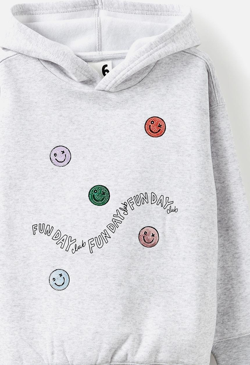 Cotton On - Sammy oversized hoodie - grey marle/fun day