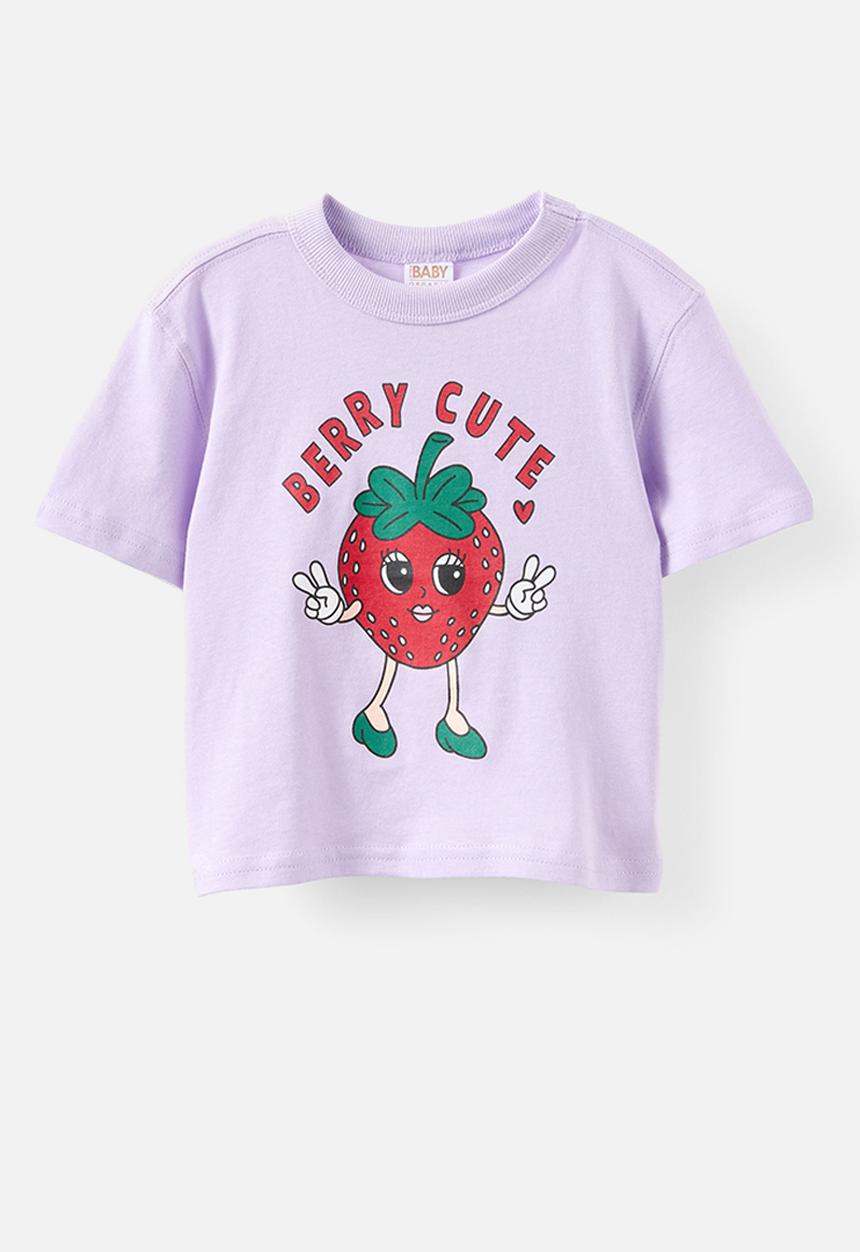 Cotton On - Bobbi Short Sleeve Graphic Tee - Vintage Lilac/Berry Cute