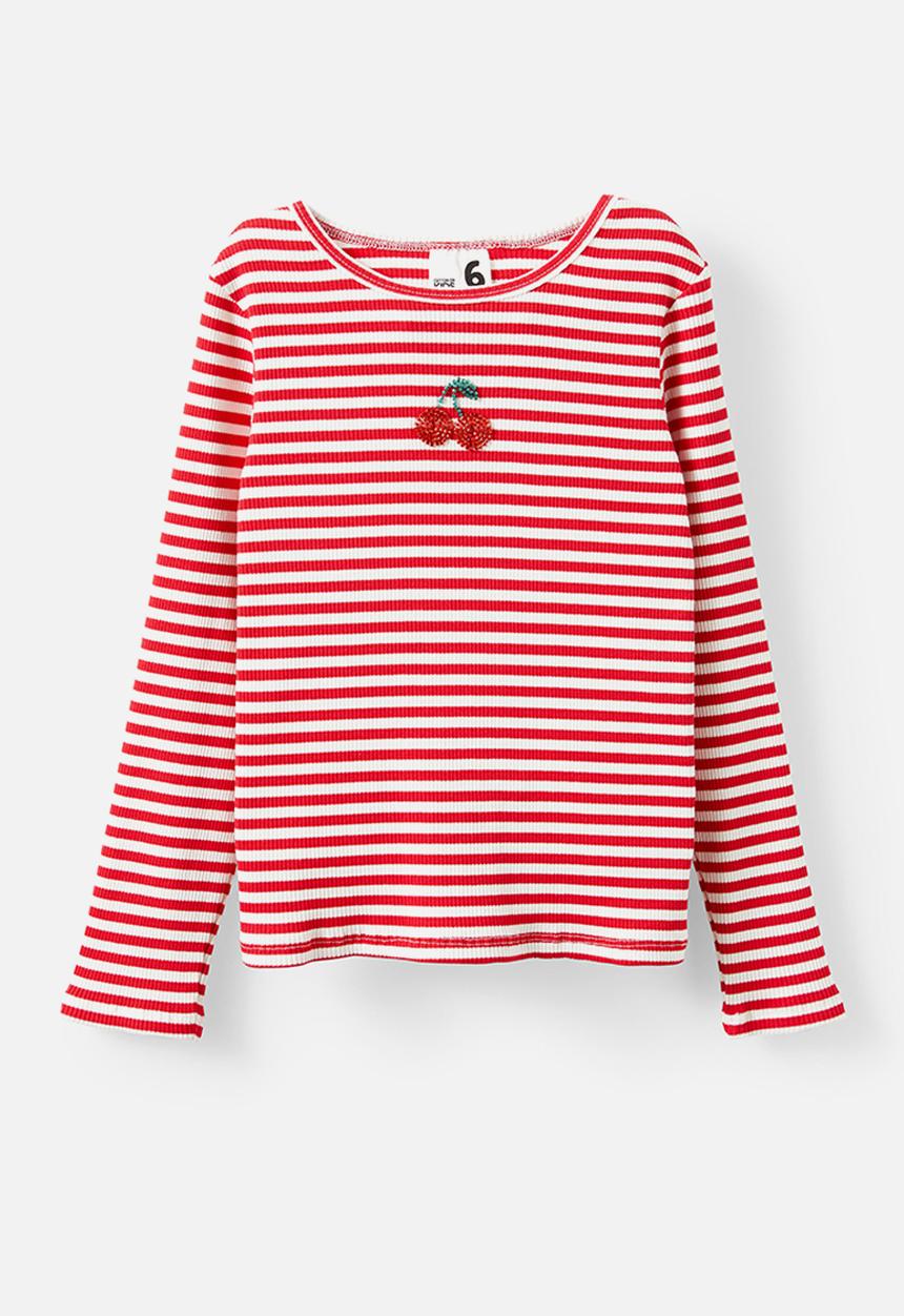 Cotton On - Jade crew - varsity red/cherry stripe