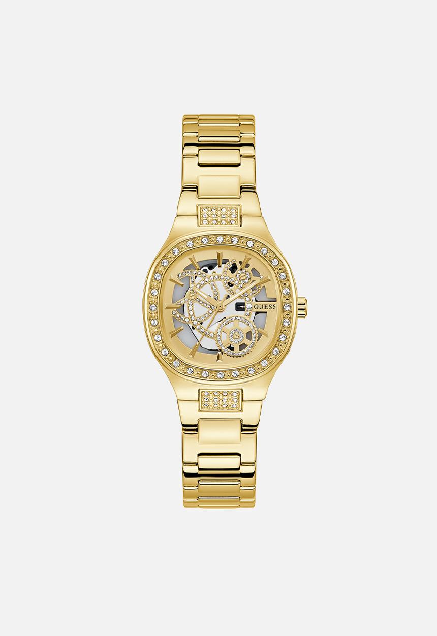 GUESS - Electra Ladies Gold Tone Analog Watch - Gold