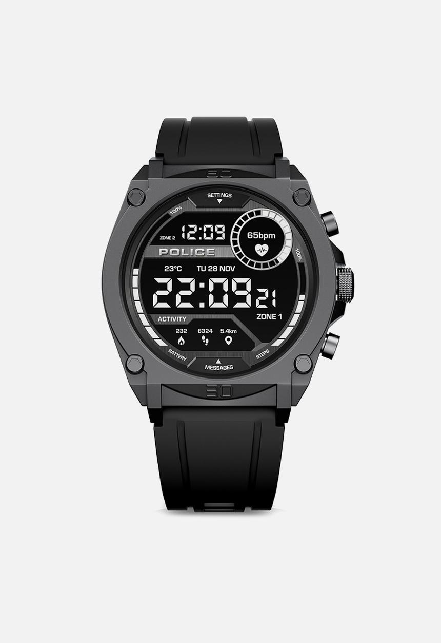 Police - IP AMOLED Screen Silicone Strap - Black