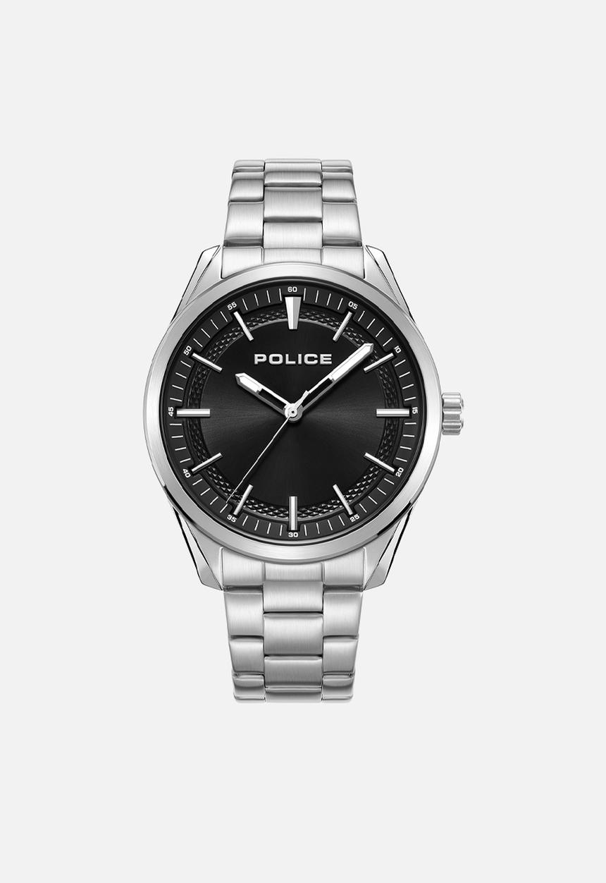 Police - Steel Case Black Dial Bracelet Strap - Silver