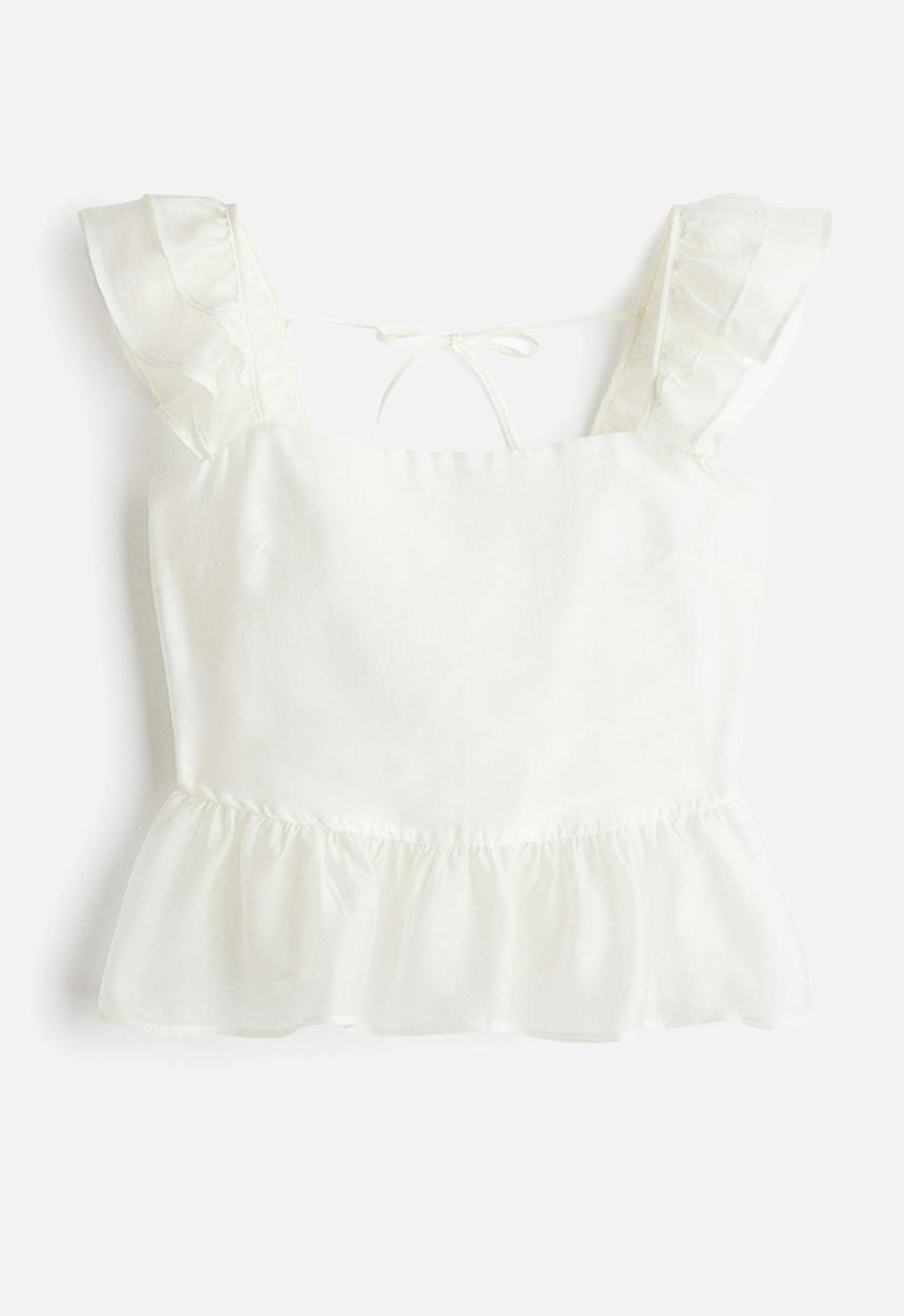 H&M - Tie-detail peplum blouse - white
