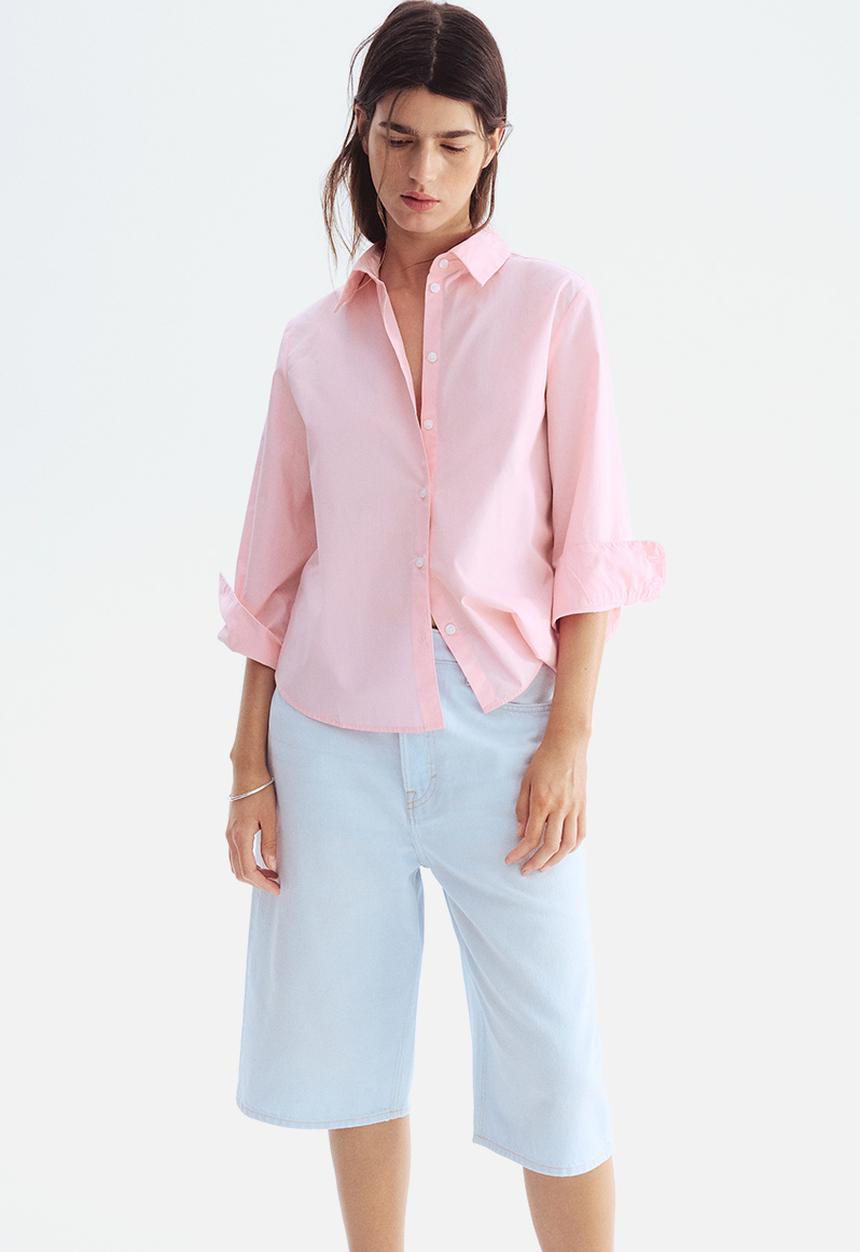 H&M - Cotton poplin shirt - light pink