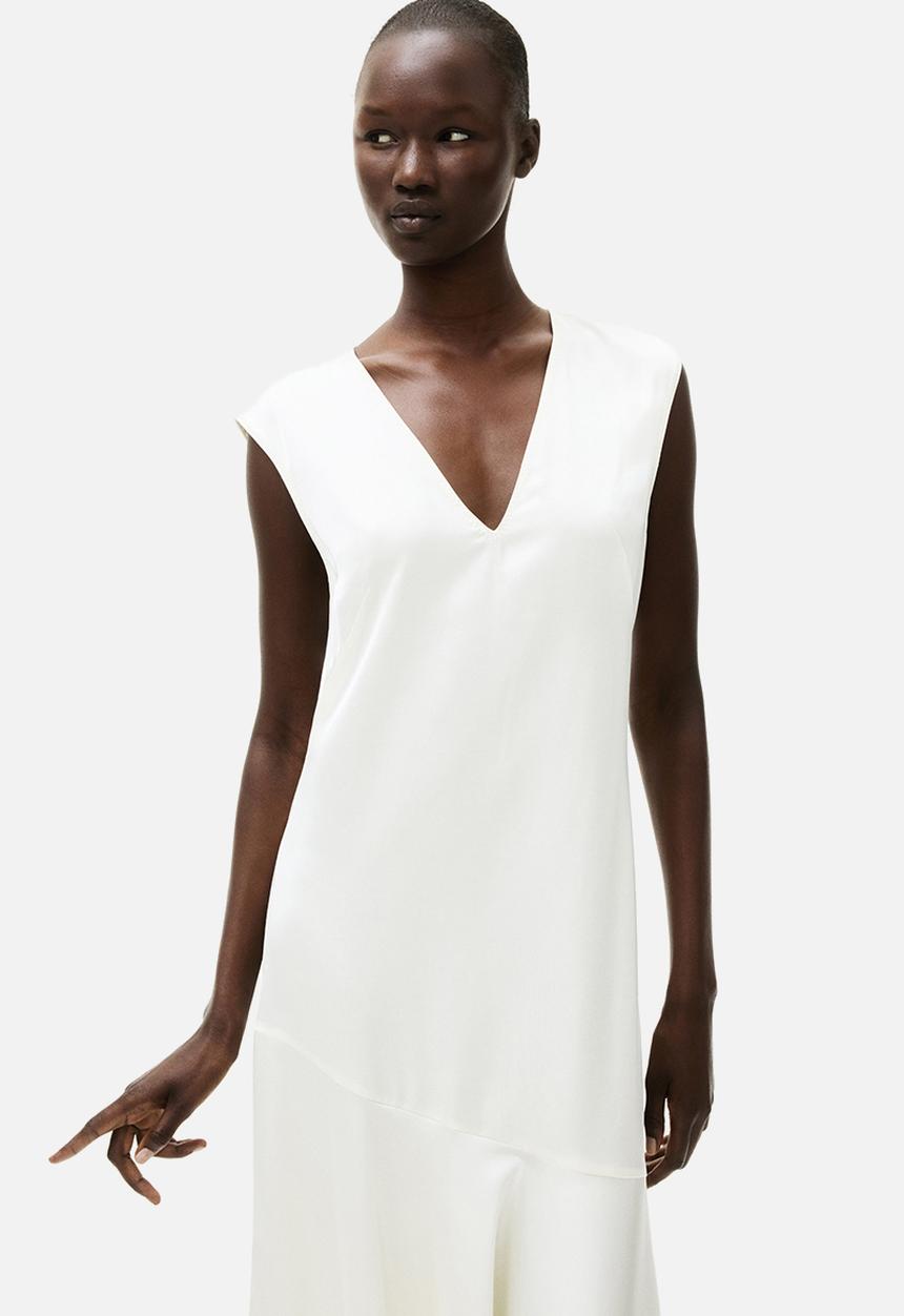 H&M - V-neck satin dress - white