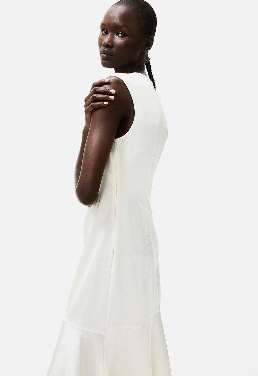 H&M - V-neck satin dress - white