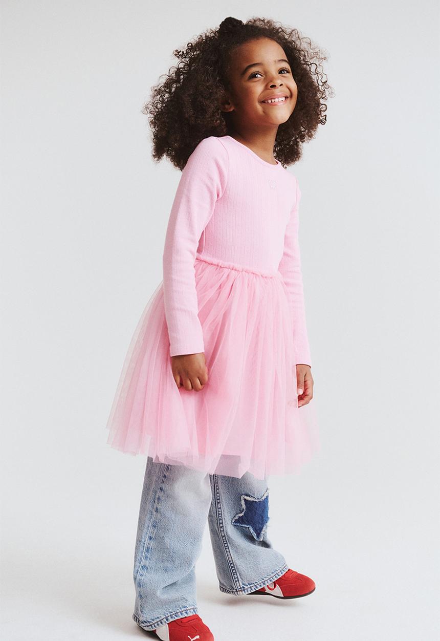 Cotton On - Harper long sleeve dress up dress - marshmallow/pointelle heart